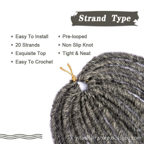 Wholesale Silver Gray Synthetic Braiding Hair Extensions Dreadlocks  Brown Red Soft Straight Faux Locs Crochet Braids Hair